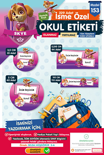 t tuğset etiket Okul Etiketi Kalem Defter Etiketi Özel İsim Yazılabilen Etike...