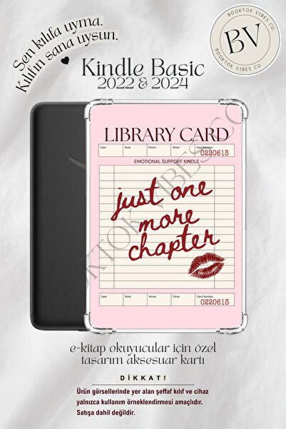 BookTok Vibes Co. Kütüphane Kartı Temalı Pembe Insert - Kindle ve Kobo E-Kita...