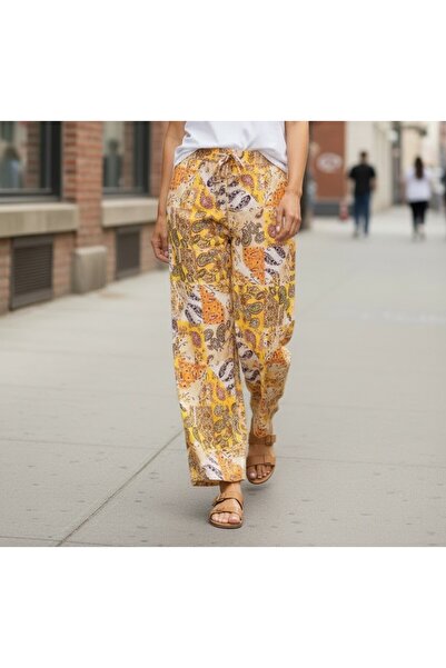 Intisimo Pantaloni de damă, casual, motive orientale, galbeni