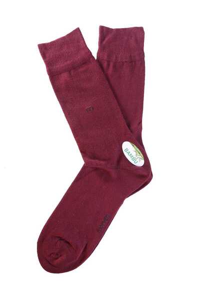 Morven Șosete lungi uni din bambus Burgundy pentru bărbați