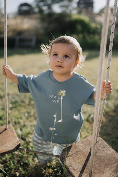 DoDo'S Baby Tricou supradimensionat din bumbac imprimat Sea La Vie pentru fet...