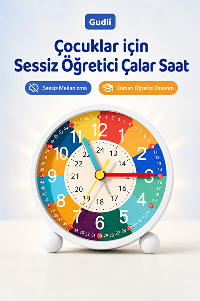 Gudli Çocuklar İçin Sessiz Analog Çalar Saat Zaman Öğretici