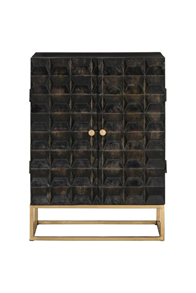Concept Servantă, negru, 55x34x75 cm, lemn masiv de mango și fier