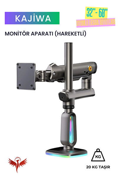 KAJİWA Nb F7 Rgb Gamer Monitor Arm 32-60Inch Monitor Stand with Shock Absorber