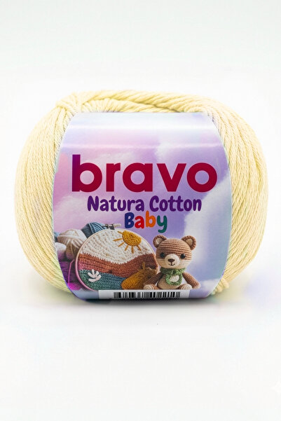 Bravo Natura Cotton Baby Açık Sarı 706 %100 Pamuk Örgü İpi 50 Gr 130 Mt