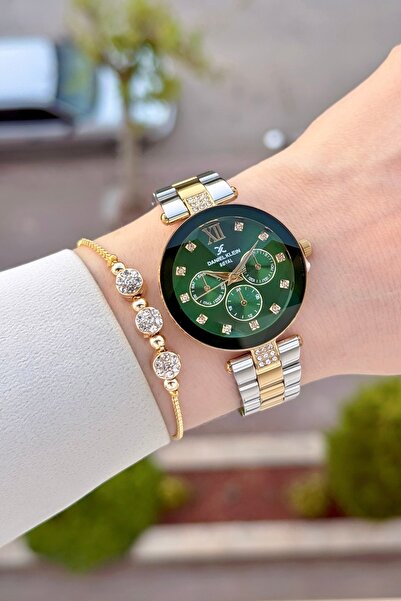 Daniel Klein Dial Green Strap Gold Gray Color Same as in the Image 32 mm Wome...