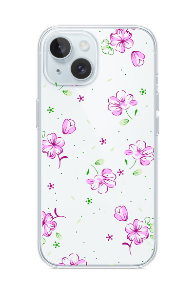 3GEN CASE iPhone 13/iPhone 14 Uyumlu Tatlı Çiçekler Serisi Temalı Şeffaf Sili...
