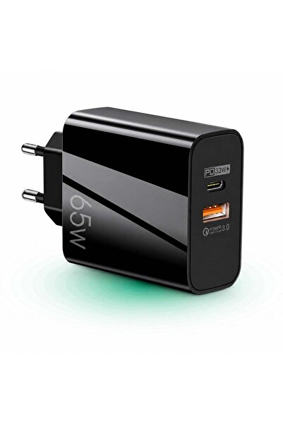 Timebox Încărcător de rețea cu 2 porturi, încărcare rapidă de 65W, 1 x USB ti...