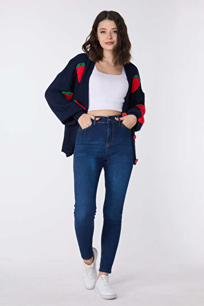 TOFİSA 23659-TMAVĚ MODRÉ Skinny lycrové džíny