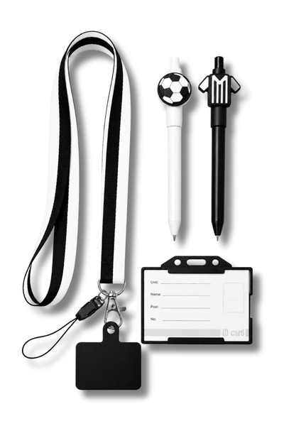 excarpin Set de fani Black White Black Eagle cu șnur pentru gât, suport pentr...