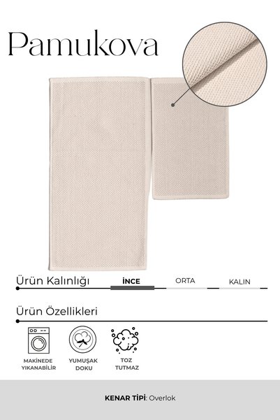 Halispecial Pamukova Water Absorbent Soft 2-Piece Bathroom Mat Set Washable Modern Sink Front Foot Mat (60X100 cm + 50X60 cm)