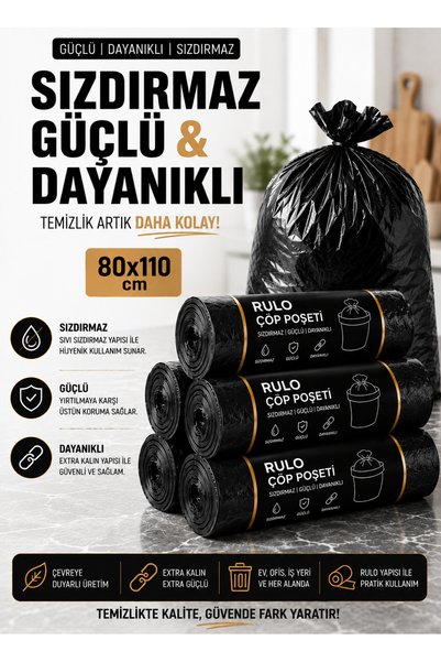 EFTAPLAST 80*110 Industrial Garbage Bag (5 ROLLS-50 PIECES) 300gr