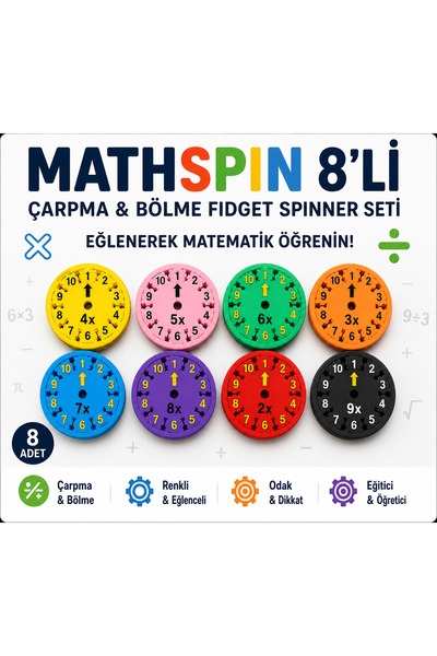 Omral TEKNOLOJİ MathSpin 8’li Çarpma ve Bölme Fidget Spinner Seti – Eğitici M...