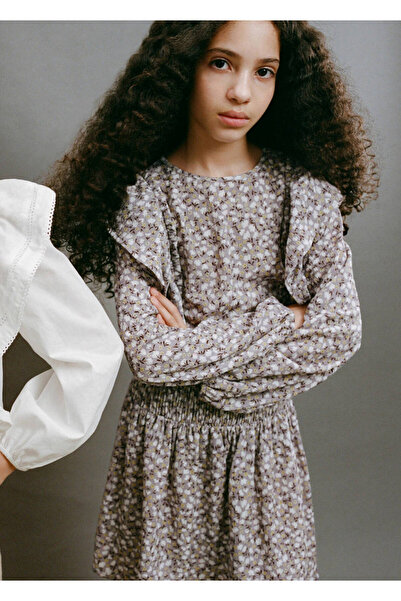 MANGO Kids Blumenmuster-Kleid mit Volants