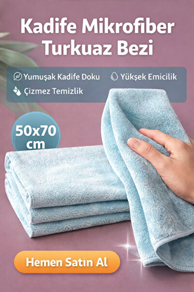 jantistore Kadife Mikrofiber Velvet Pelüş 50x70 Turkuaz Temizlik Bezi