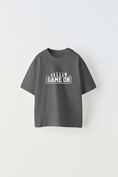 GIA - ART The Champ Game on Written Chess Design Printed Smoked Boys' T-Shirt