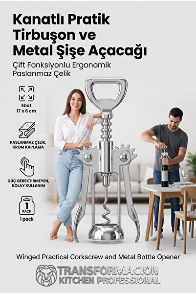 Transformacion Pressure Practical Corkscrew Wine and Bottle Opener Easy Opera...
