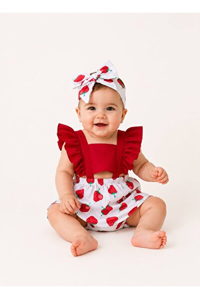 woltybaby Kız Çocuk Cilekli Salopet Bandana Takım
