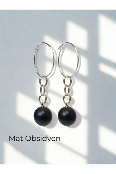 ayrestyle Natural Stone Dangle Women's Earrings 10 mm Hoop Silver Color 4-5 c...