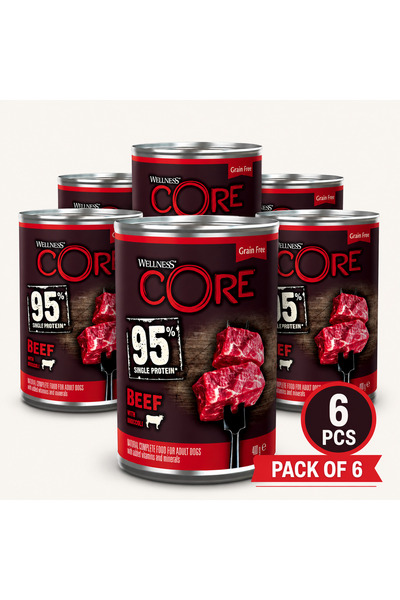 CORE طعام ويلنس الرطب للكلاب، 95% بروتين، لحم بقري مع بروكلي، 400 غرام، عبوة ...