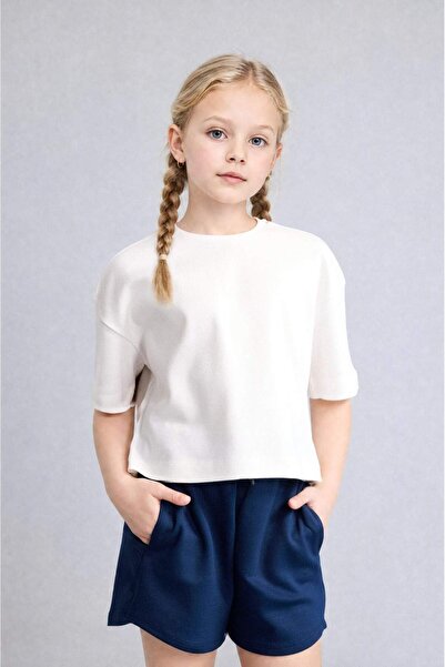 DeFacto 100% Cotton Oversize Crew Neck Short Sleeve T-Shirt Girls H7237A826Sm