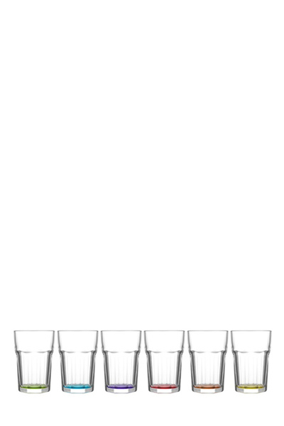 LAV Aras Glass Soft Drink Cup Set of 6 365 ml Mixed Color (Water/Cold Coffee ...