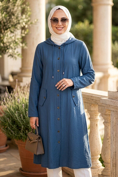 N.S NEVA STYLE Șapcă cu nasturi, albastru indigo, pentru hijab 15012IM