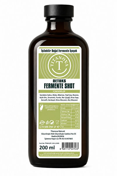 TİTANOVA Detoks mix Fermente Shot 200 ml | Günlük Kullanım | Bitkisel İçerik