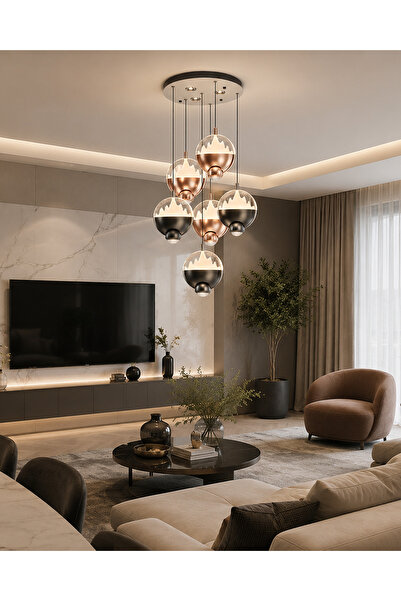 Özcan Aydınlatma 2867-6A-28 Turbot 6'Lı Sarkıt Mix Mixed