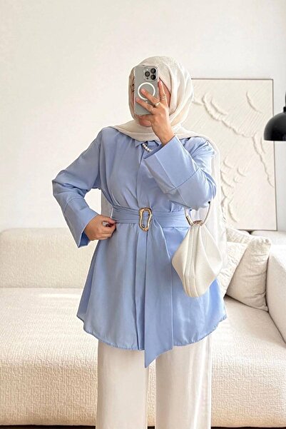 HİFADEN Women's Belted Gold Buckle Modern Cut Stylish Comfortable Long Sleeve...
