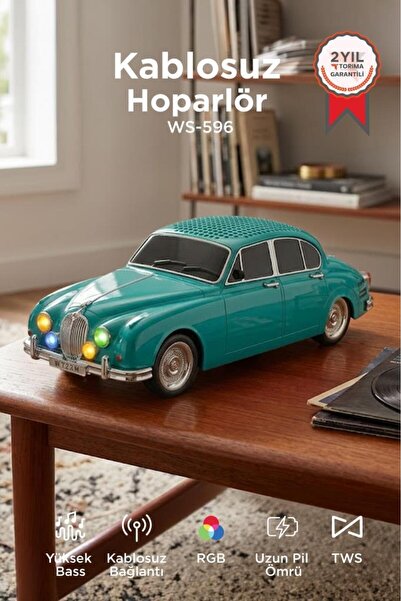 Torima Bluetooth Hoparlör Retro Araba Tasarımlı Speaker WS-596 Mavi