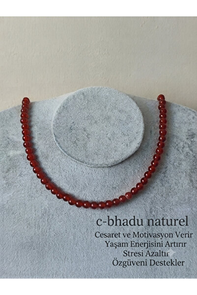 c-bhadu naturel SERTİFİKALI 6 MM KIRMIZI AKİK DOĞALTAŞ KOLYE