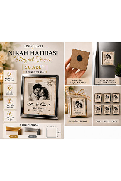 Sultan magnet hediyelik Kişiye Özel Nikah Hatırası Çerçeve Magnet 7,7x7,7 cm ...