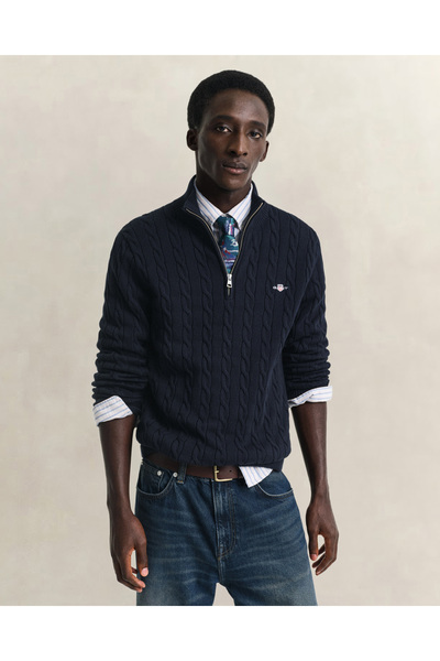 Gant Erkek Lacivert Regular Fit Örgü Kazak