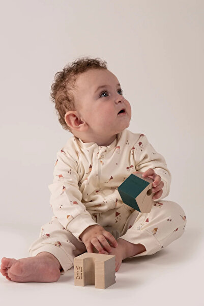 VAUVA Kız Erkek Bebek Tulumu Uzun Kollu Fermuarlı Pijama Tulum Baskılı Uyku T...