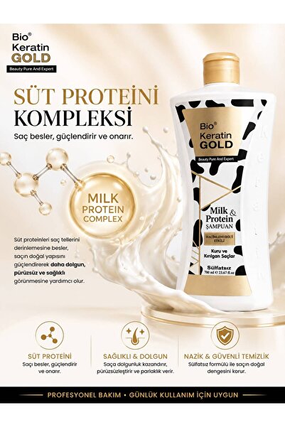 Bio Keratin Gold Milk & Protein Hacimlendirici Sülfatsız Şampuan 700 ml