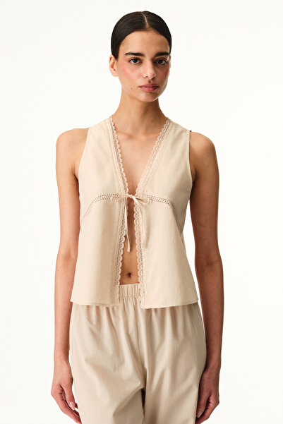 Penti Women's Cotton Lounge Belle Sleeveless Pajama Set - Beige