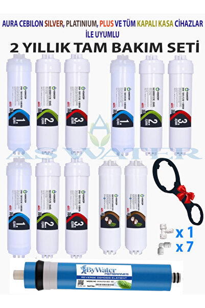 As Water İhlas Aura Plus Silver Platinum Uyumlu 2 Yıllık Filtre Bakım Seti Fi...