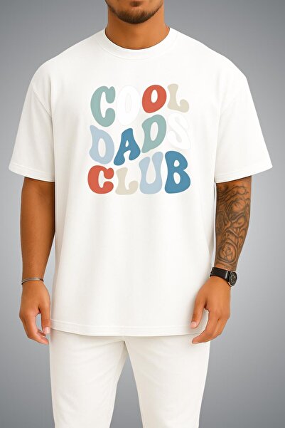 Bahriyeli Collection تي شيرت للجنسين مطبوع عليه Cool Dads Club على الصدر والظهر