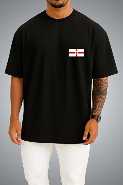 Bahriyeli Collection Oversize Northern Ireland Flag Pocket Printed Unisex T-S...