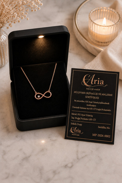 eva'sjewellery diamond 925 Ayar Gümüş Gerçek Pırlantalı Sonsuzluk Kolye – 14 ...