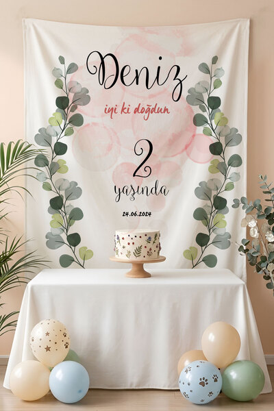 Homamia Kişiye Özel Doğum Günü Happy Birthday Duvar Örtüsü Duvar Halısı Birin...