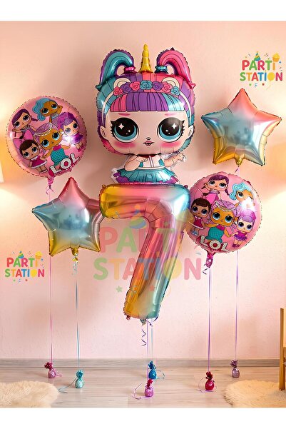 Parti Station Unicorn Lol Bebek Konsept 7 Yaş Balon Doğum Günü Set Yaş Balon Set