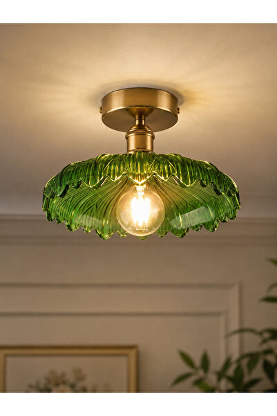 Luna Lighting Roma Model Yeşil Cam Klasik Salon Balkon Mutfak Oturma Odası Pl...