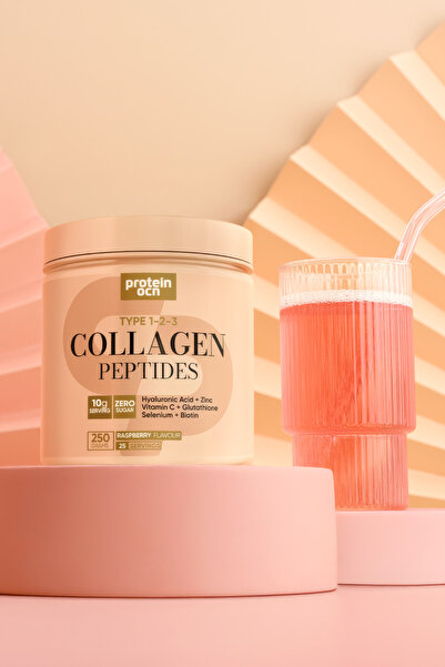 Proteinocean Collagen - Kolajen | Ahududu - 6 Farklı Bileşen İlaveli - Tip 1,2,3 - 250g 25 Servis