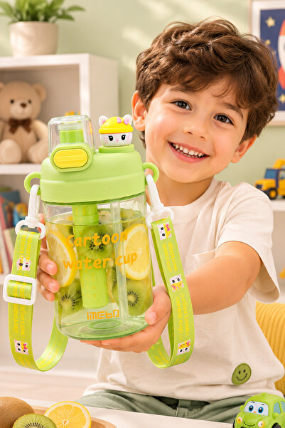 M&B WATER BOTTLE Children's Water Bottle with Cute Figure and Neck Strap - 75...