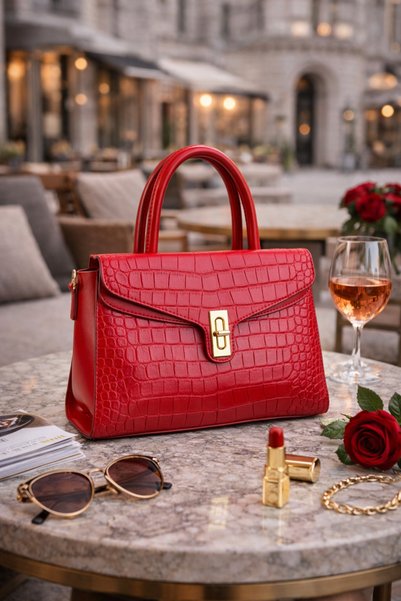 dukidasoturkiye Red Modern Formed Gold Lock Detailed Women's Shoes Clutch Bag |   Red Mt1555