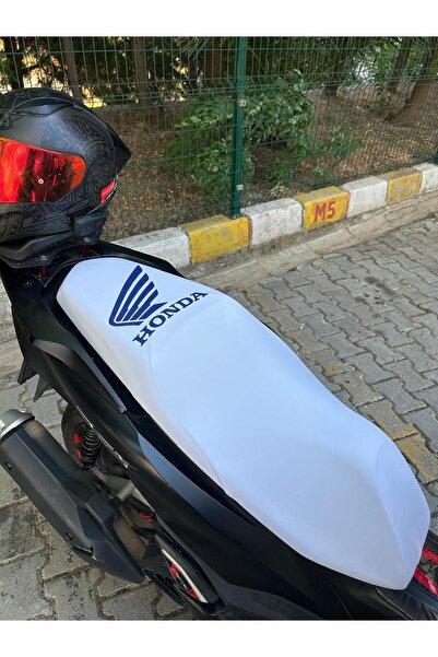Utku Giyim HONDA PCX,DİO,ACTİVA,SH UYUMLU BEYAZ MOTOSİKLET SELE KILIFI MAVİ B...