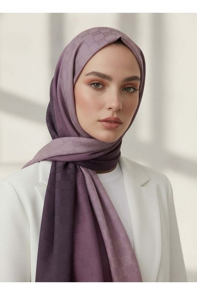 Vissona %57 İPEK %43 PAMUK Degrade Desenli Pudra 2 Renkli Şal - 70x190 Dikiş ...