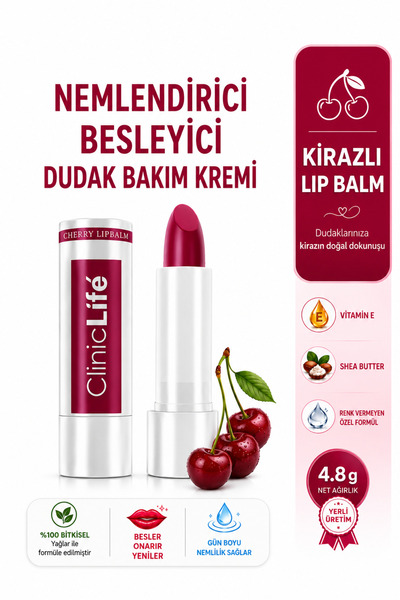 cliniclife Dudak Bakım Kremi 4,8gr, Doğal Yağlar Ile Kirazlı Dudak Bakımı Nem...